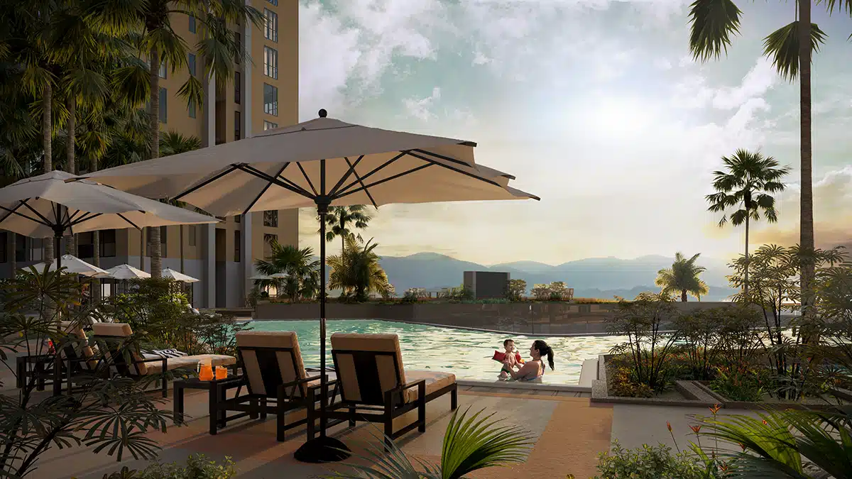 Pool deck at Marco Polo Parkplace