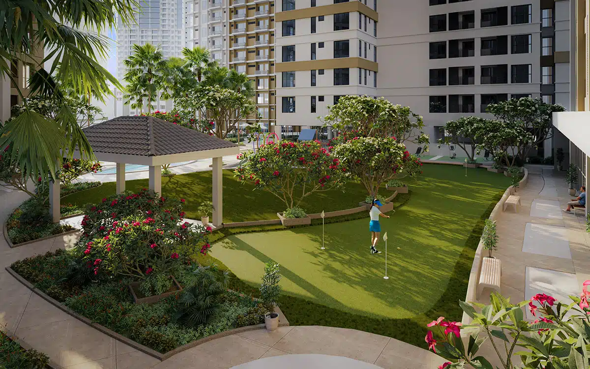 Putting green at Marco Polo Parkplace
